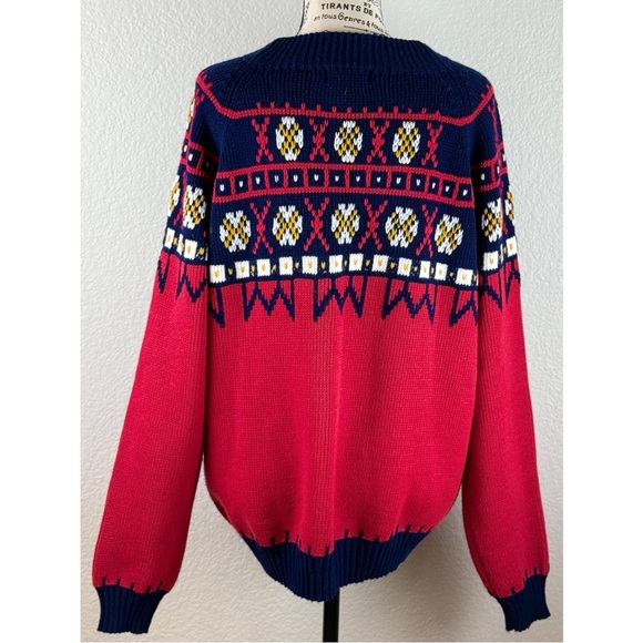 Vintage JC Penney Fair Isle Nordic Crew Neck Sweater Knit Acrylic Large - Picture 4 of 8